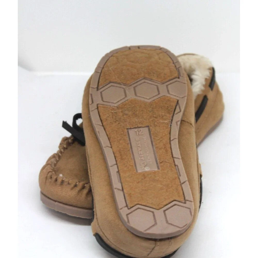Airwalk Kids Suede Moccasin Slippers Faux Fur Lining Girls Size 12